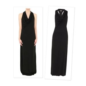 Helmut Lang 'Kinetic' Black Cowl neck Maxi Dress